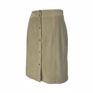Talbots Goat Suede Skirt Sz 12 Beige Snap Front NWT Luxe Leather Fall Classic